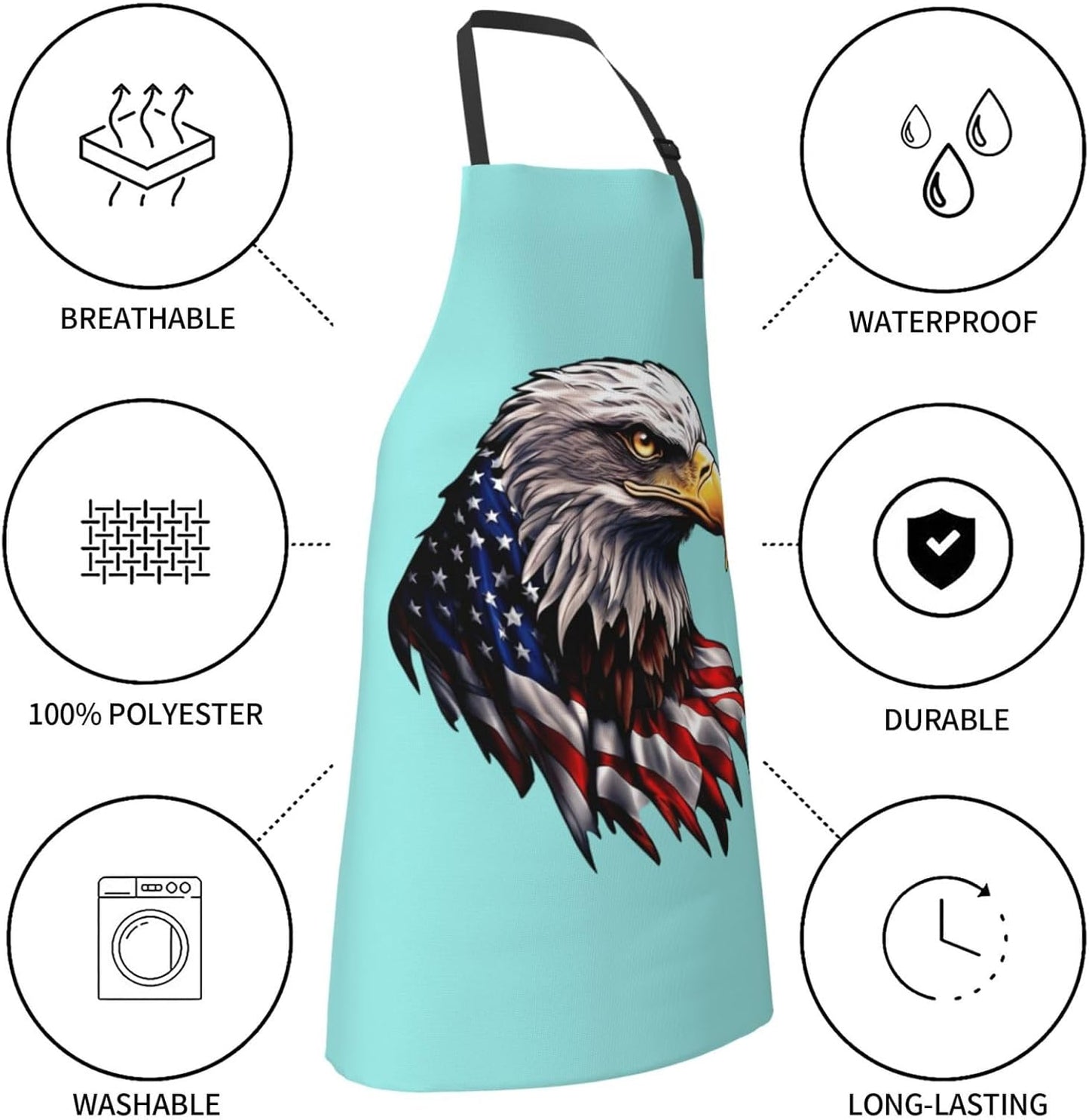 YANYU Flying Eagle Print 28x33 In Kitchen Apron Stylish Chef Apron with Pockets for Cooking Baking Painting