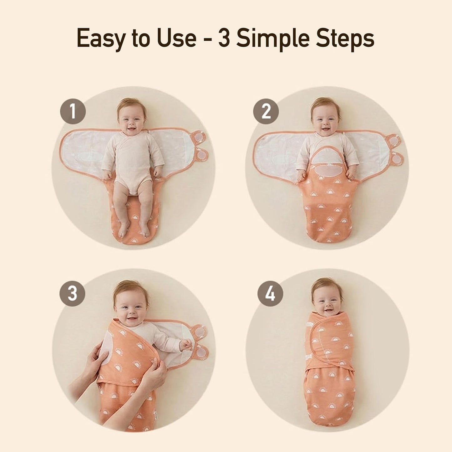 GLLQUEN BABY 3-Pack Organic Baby Swaddle Sleep Sacks for Newborn - Baby Swaddles 0-3 Months, Newborn Swaddling Sack, Rainbow & Sun, Infant Swaddle Blanket Wrap (Small/Medium)