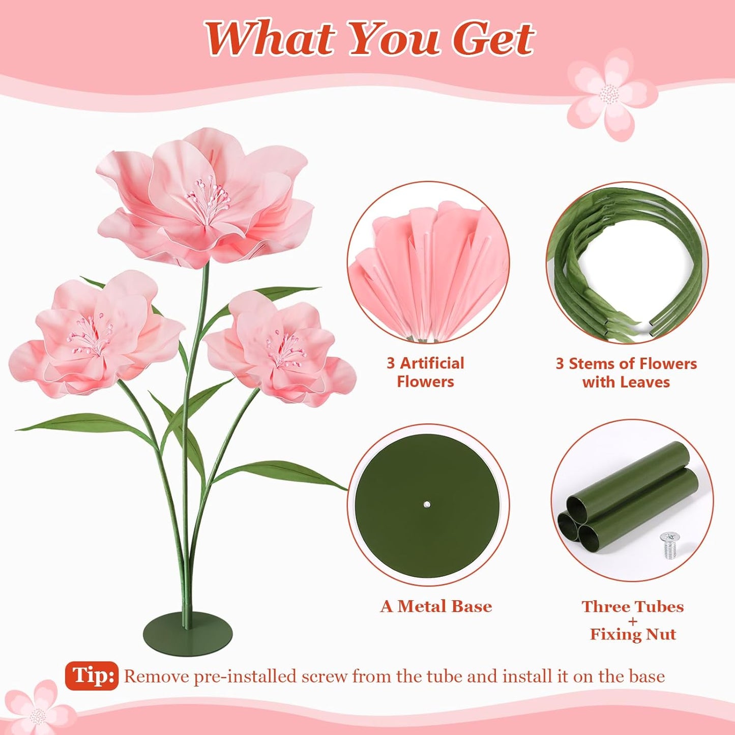 Giant Artificial Flowers for Decoration, 5.6 Ft Waterproof EVA Large F