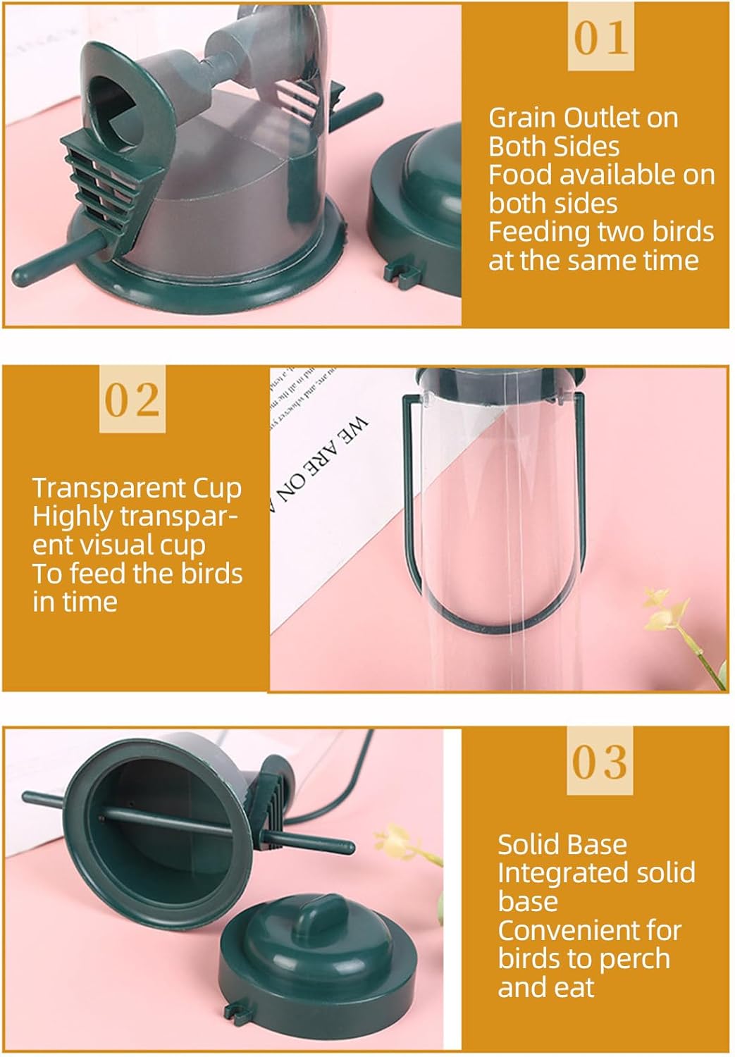 Bird Feeder Tube, Squirrel-Proof Automatic Feeding Container Small Hummingbird Feeders for Garden Viewing, Outdoor Protection with Easy-Fill Function, Hanging Feeder for Courtyard Balcony Deck Farm