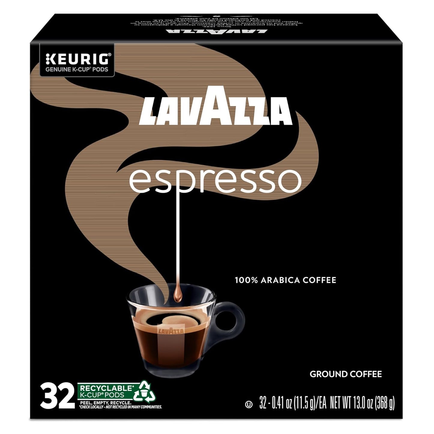 Lavazza Espresso, Single-Serve Keurig K-Cup Pods, Medium Roast Coffee, 32-Count Box