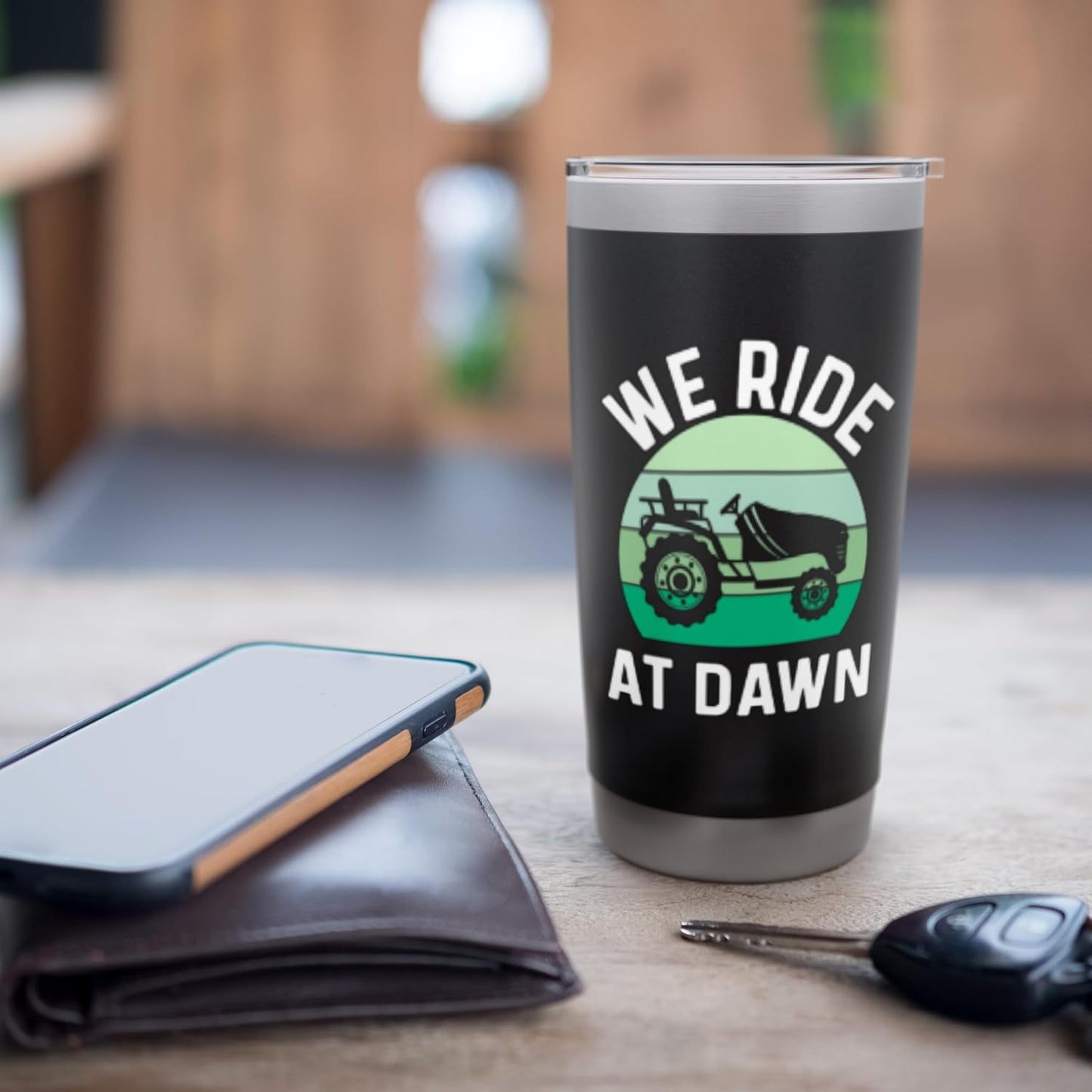 We Ride At Dawn Lawnmower Father Lawn Mowing Dad Yard Care Stainless Steel Insulated Tumbler