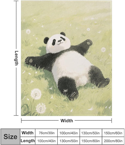 Custom Panda Lying on The Lawn Flannel Fleece Throw Blanket 30x40 Inch Soft Cozy Throws for Couch Sofa Bed Farmhouse Blankets Comfort Decorative Bedtime Blanket Lightweight All Season Easy Care