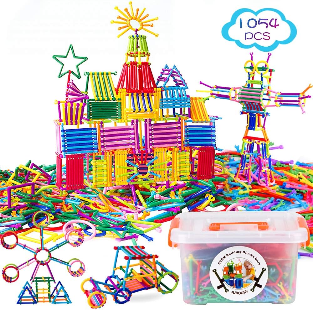 Juboury 1054Pcs Building Toy Building Blocks Bars Different Shape Educ