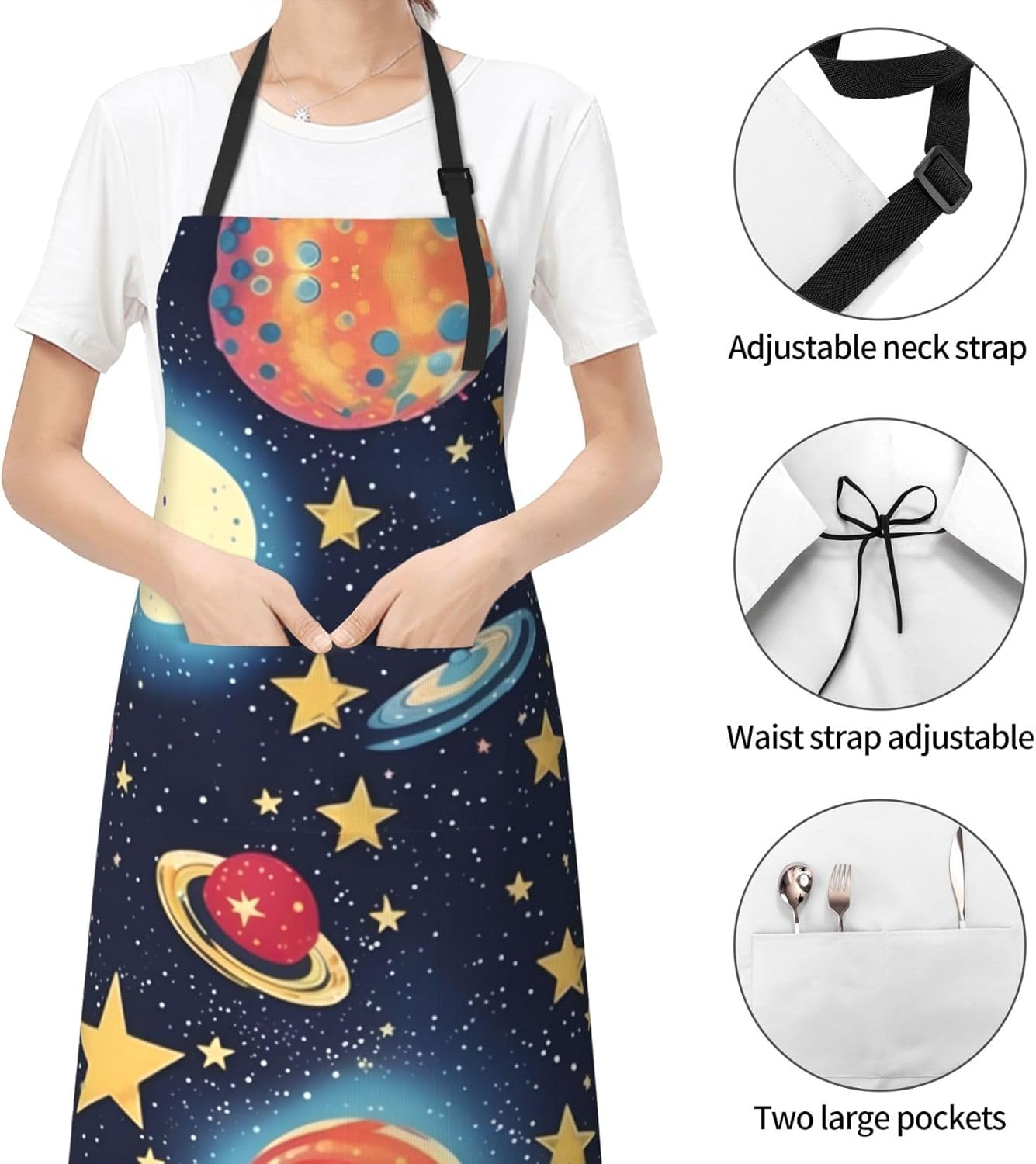 Starry Sky Universe Space print Waterproof chef's apron with pocket apron for kitchen cooking baking barbecue and gardening