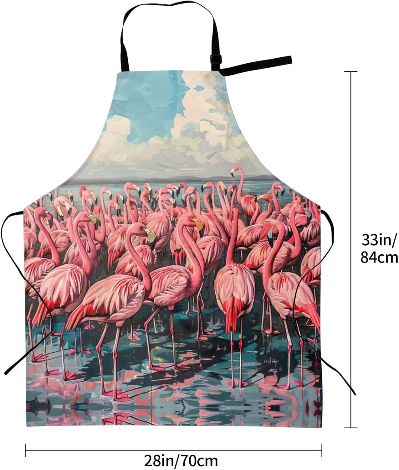 Flamingo print Waterproof chef's apron with pocket apron for kitchen cooking baking barbecue and gardening