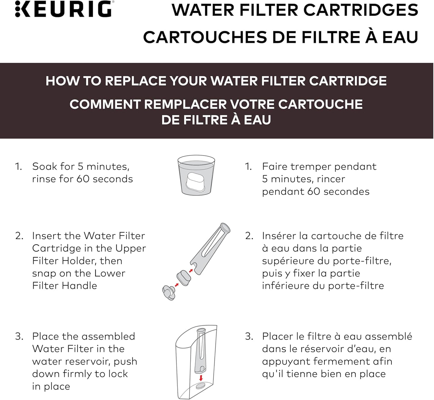 Keurig Water Filter Refill Cartridges, Replacement Water Filter Cartridges, Compatible with 2.0 K-Cup Pod Coffee Makers, 6 Count