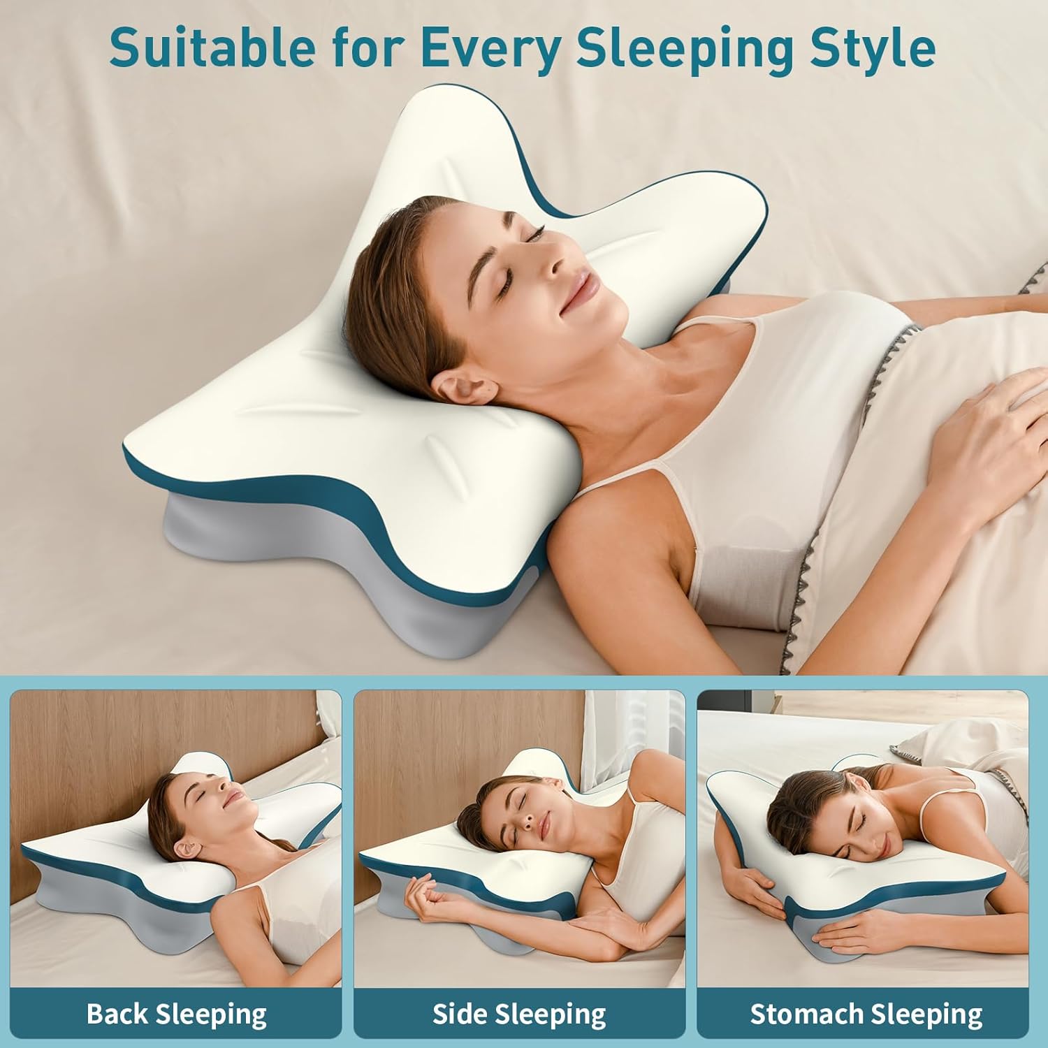 Cervical Pillow for Neck Pain Relief - Ergonomic Neck Pillow for Sleep