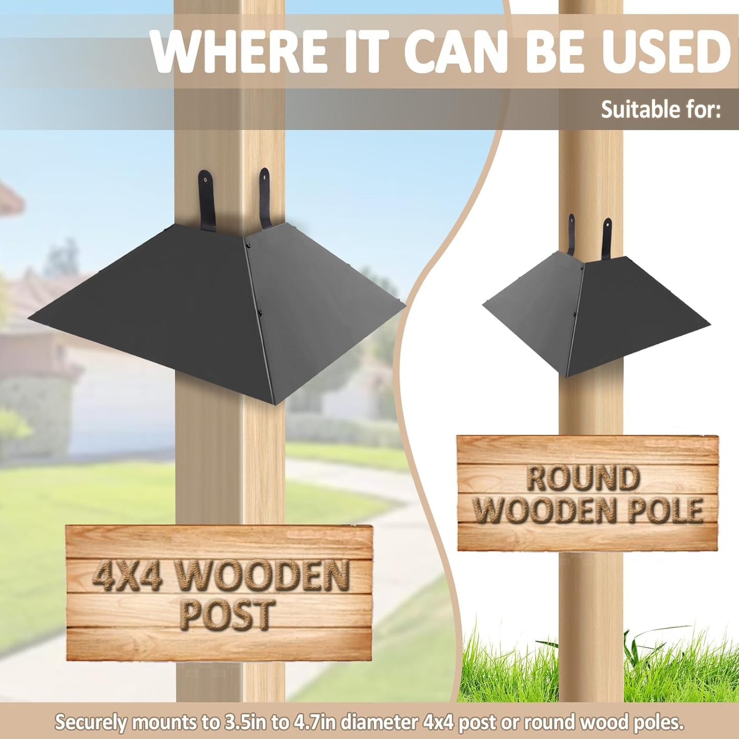 Squirrel Baffle for 4x4 Post, Metal Baffle for Bird Feeder Pole, Outdoor Squirrel Guard Proofing, Black 1 Pack