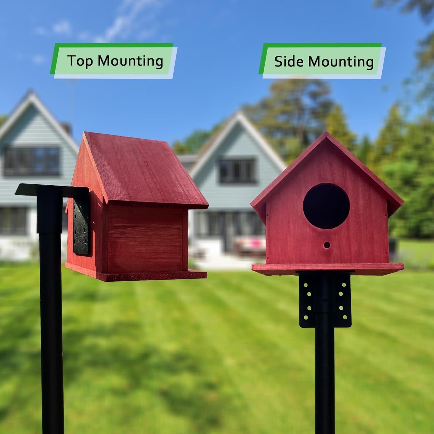 93 Inch Bird Feeder Pole, Outdoors Bird House Pole Kit for Smart Birds Feeder, Feeding Station Kits with Squirrel Guard Baffle, Bird Bath, Wild Birds Watching (Shape A)