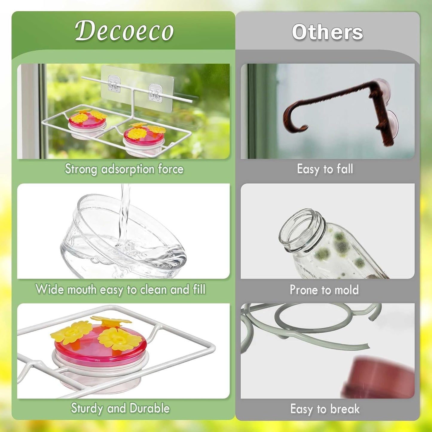 Window Hummingbird Feeders for Outdoors: Easy to Clean and Refil Nectar(2 oz) - Suitable for Sliding Glass Doors on Windows and Balcony - Gifts for Mom Dad Cats