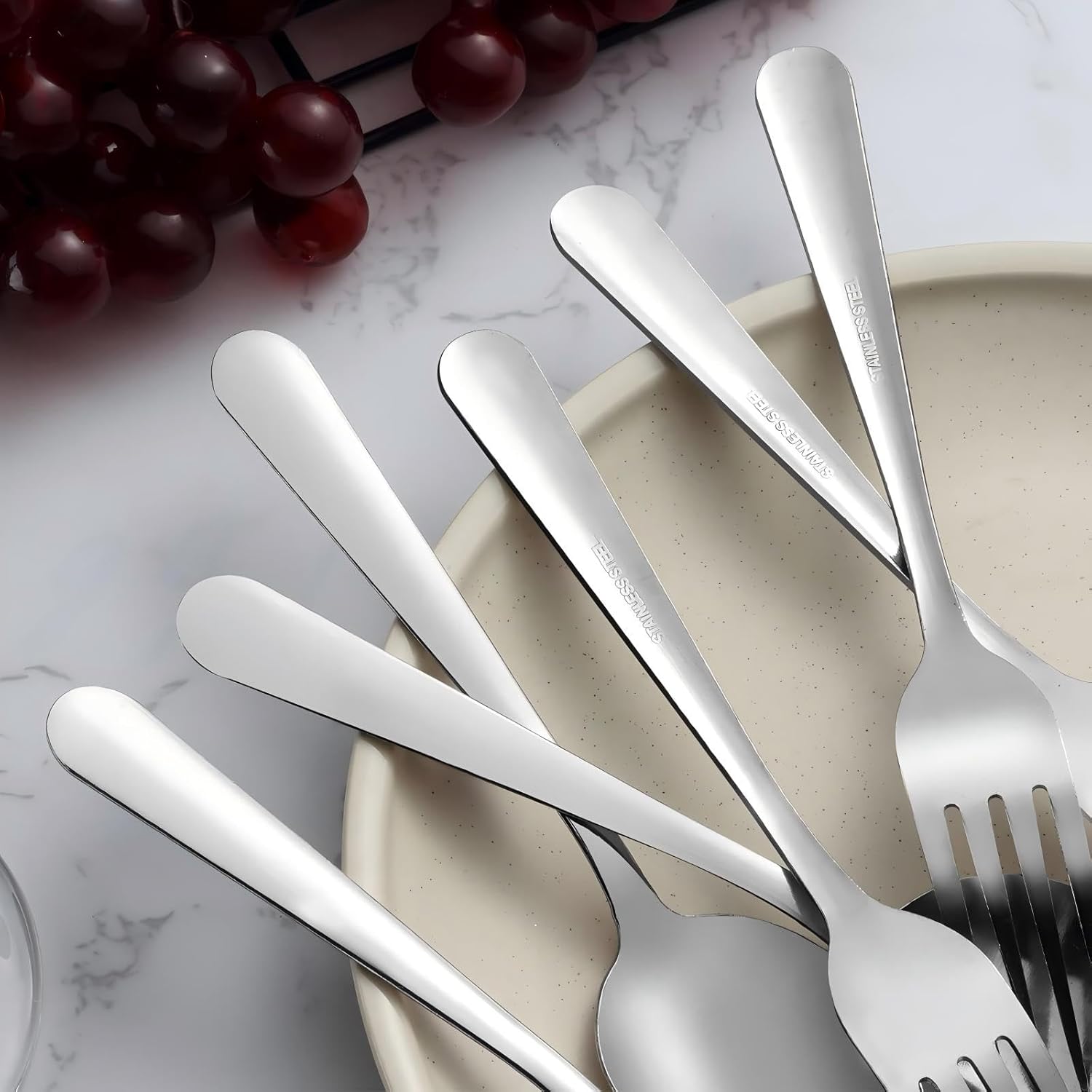 Unokit 24-Piece Spoons and Forks Set Silverware Set - Forks and Spoons