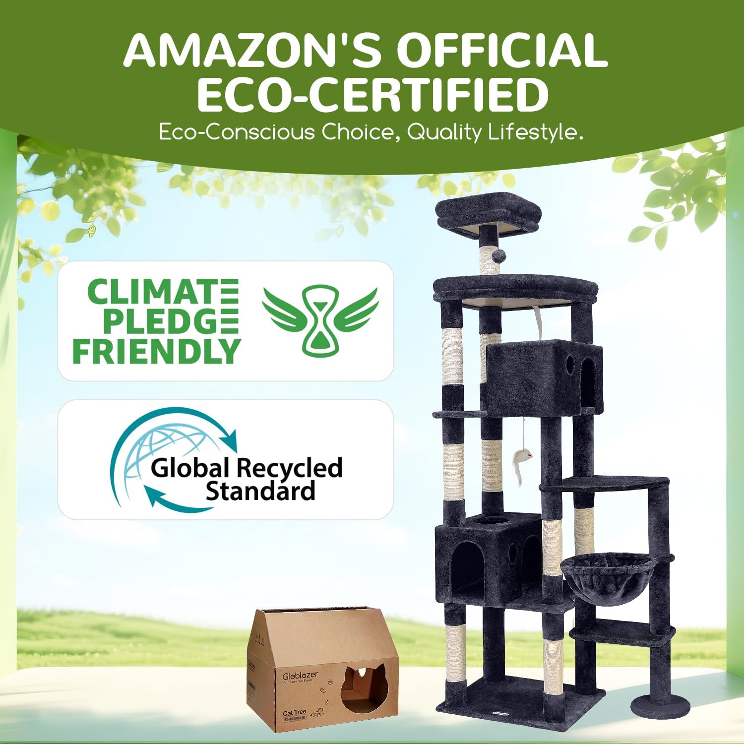 Globlazer Giant Cat Tree, 83 inch Cat Tree for Indoor Cats Large Adult