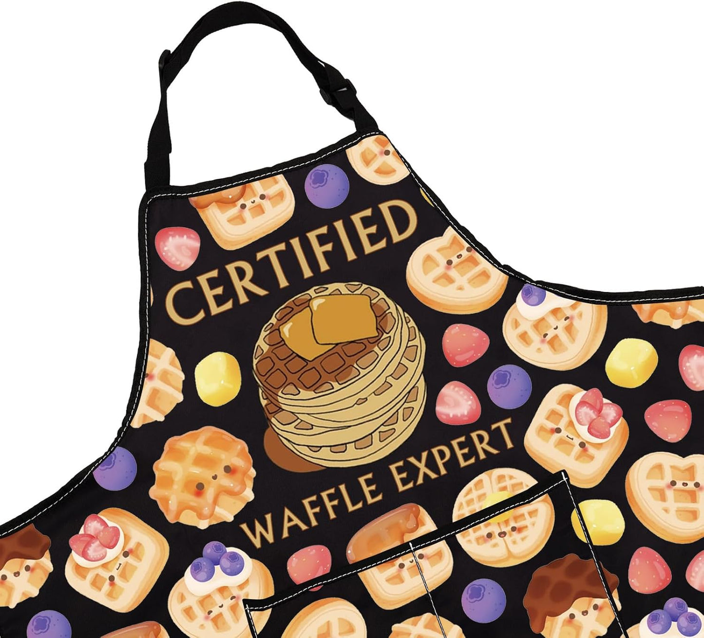 WCGXKO Certified Waffle Expert Kitchen Apron Cooking Waffle Gift Breakfast Foodie Gift for Waffle Lover