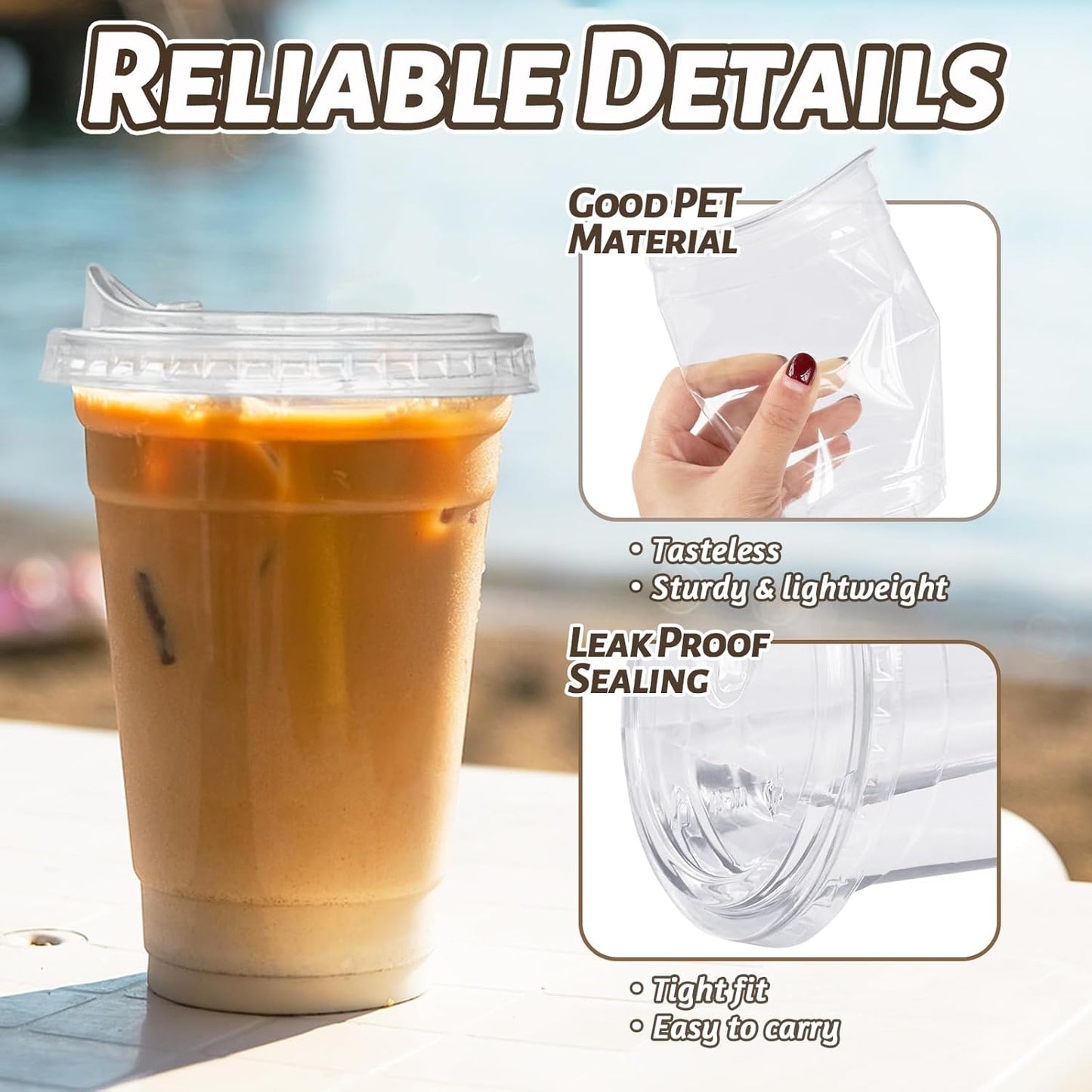 20 oz Clear Plastic Cups with Strawless Sip Lids,25 Sets Disposable Iced Coffee Cups with Lids,Disposable Clear Plastic Cup with Lid for Iced Coffee,Smoothie,Cold Drinks for Party