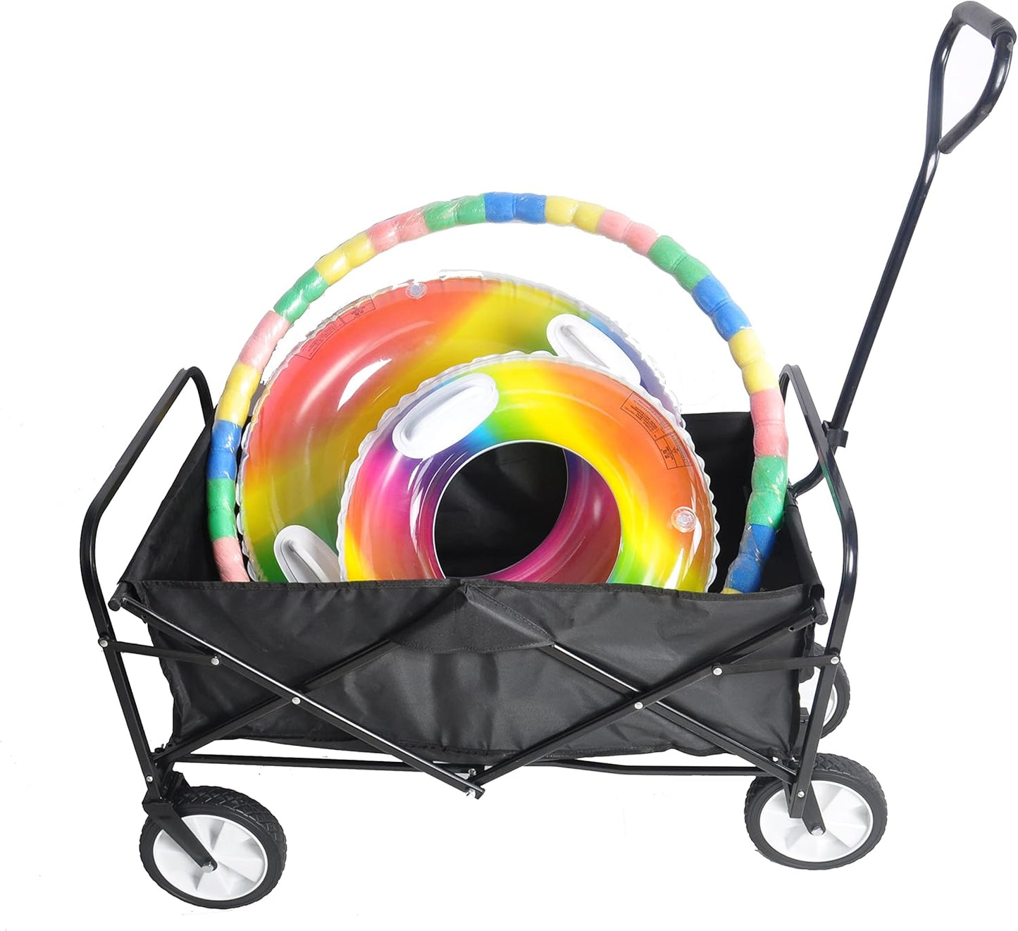 Folding Wagon Cart Collapsible Outdoor Utility Wagon with All Terrain Wheels Beach Wagon,Shopping Cart Camping Wagon Heavy Duty Steel for Beach Camping Shopping Sports Portable (Blue4) (Black2)