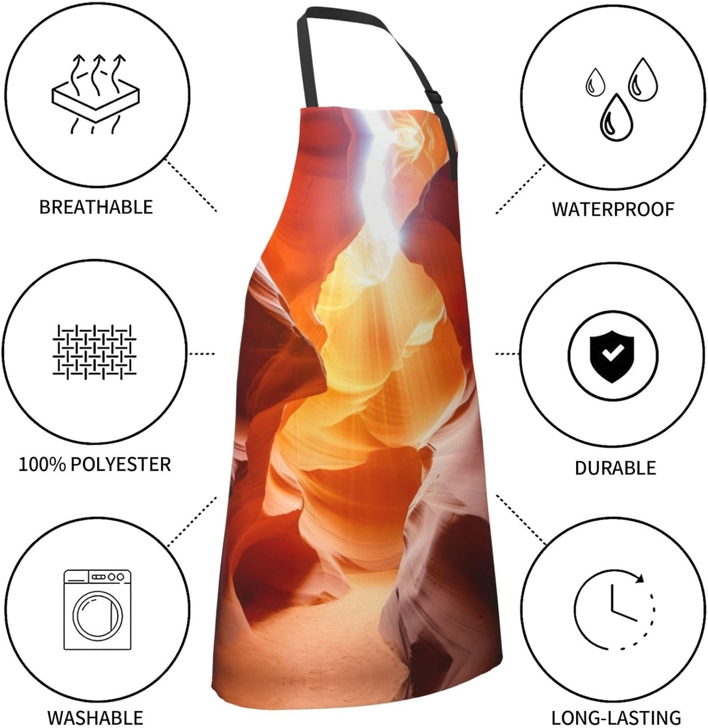Antelope Canyon print Waterproof apron with pocket adjustable cooking apron for adult kitchen bibs to bake