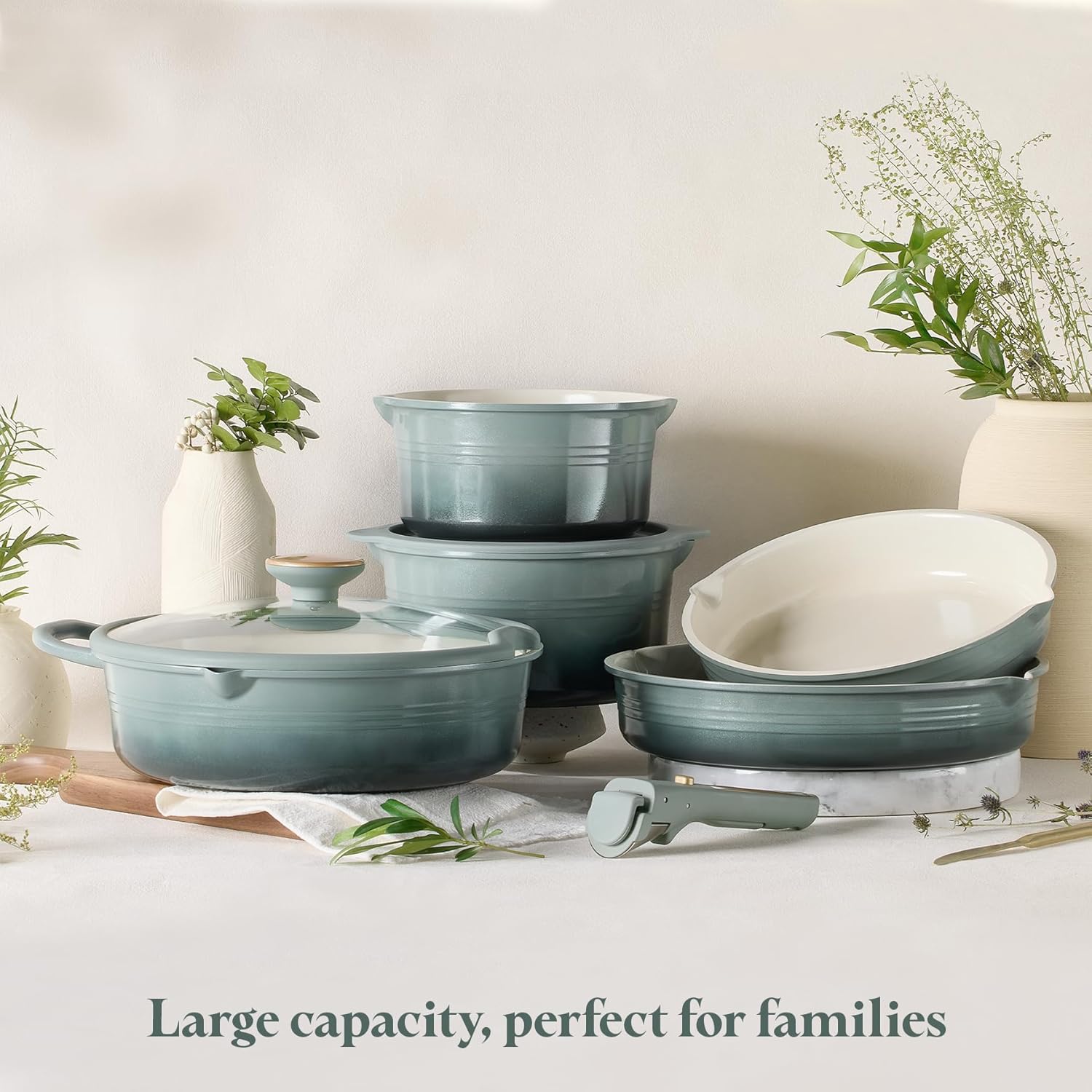 CAROTE 20Pcs Titanium Cookware Set, Pots and Pans Set Non Stick, Kitch