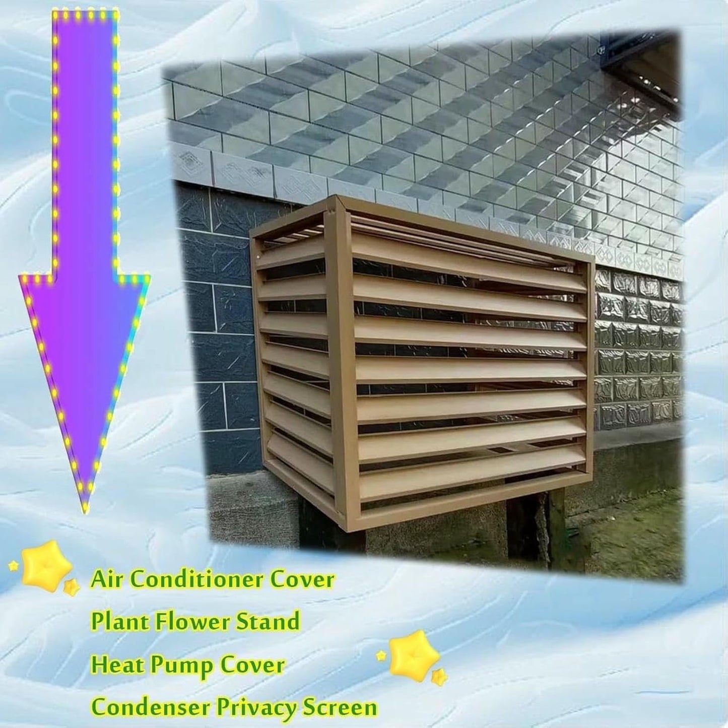 Aluminum Air Conditioner Cover Heat Pump Cover Flower Stand Privacy Screen Outdoor AC Unit Shelf Champagne,Brown Air Conditioner Radiator Cover Balcony Louvered Storage Rack(Color:Champagne,Size:100