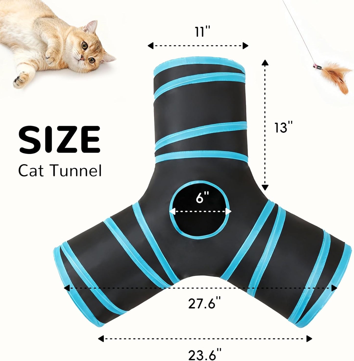 Tempcore Pet Cat Tunnel Tube Cat Toys 3 Way Collapsible, Tunnels for I