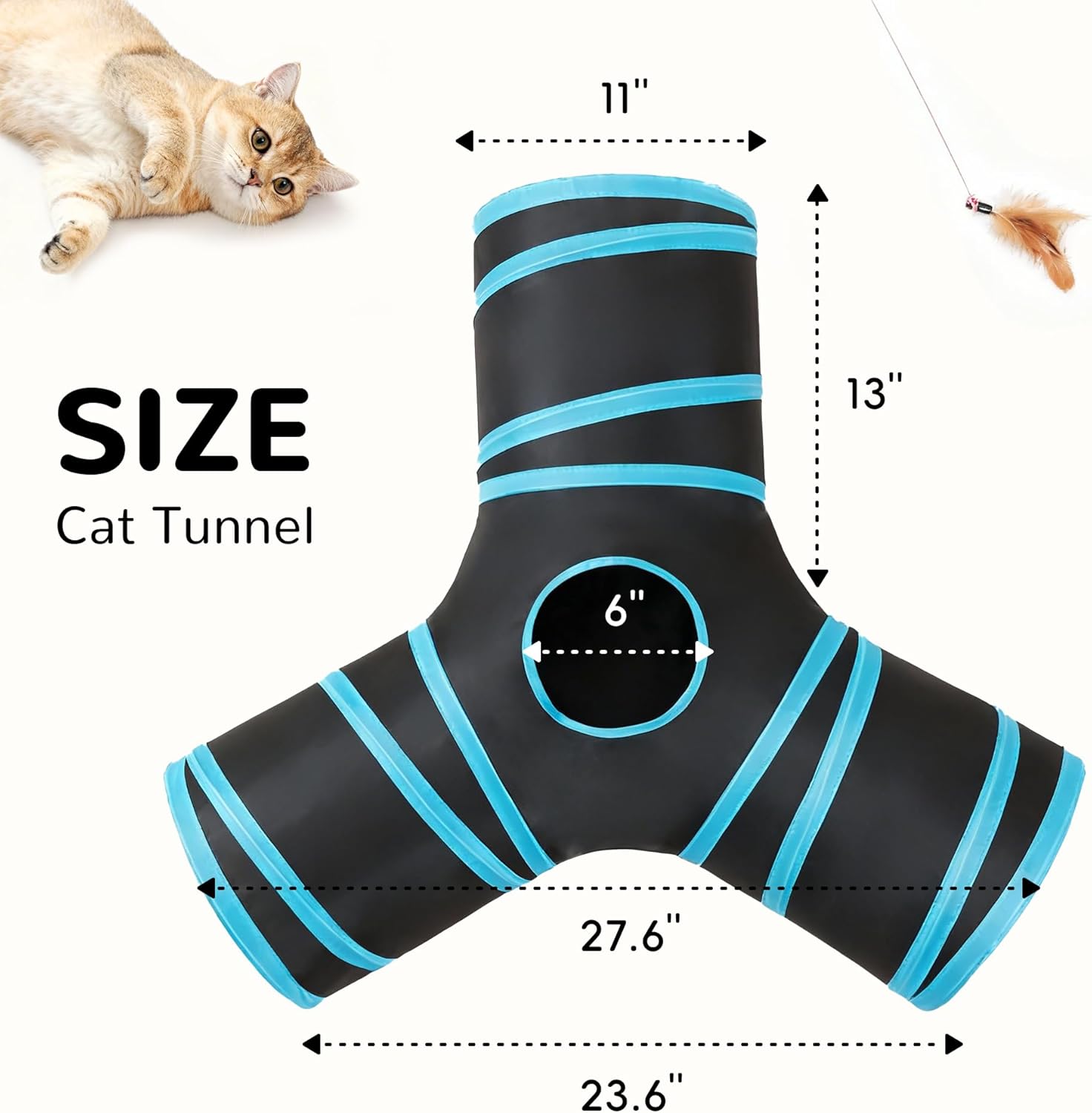 Tempcore Pet Cat Tunnel Tube Cat Toys 3 Way Collapsible, Tunnels for I