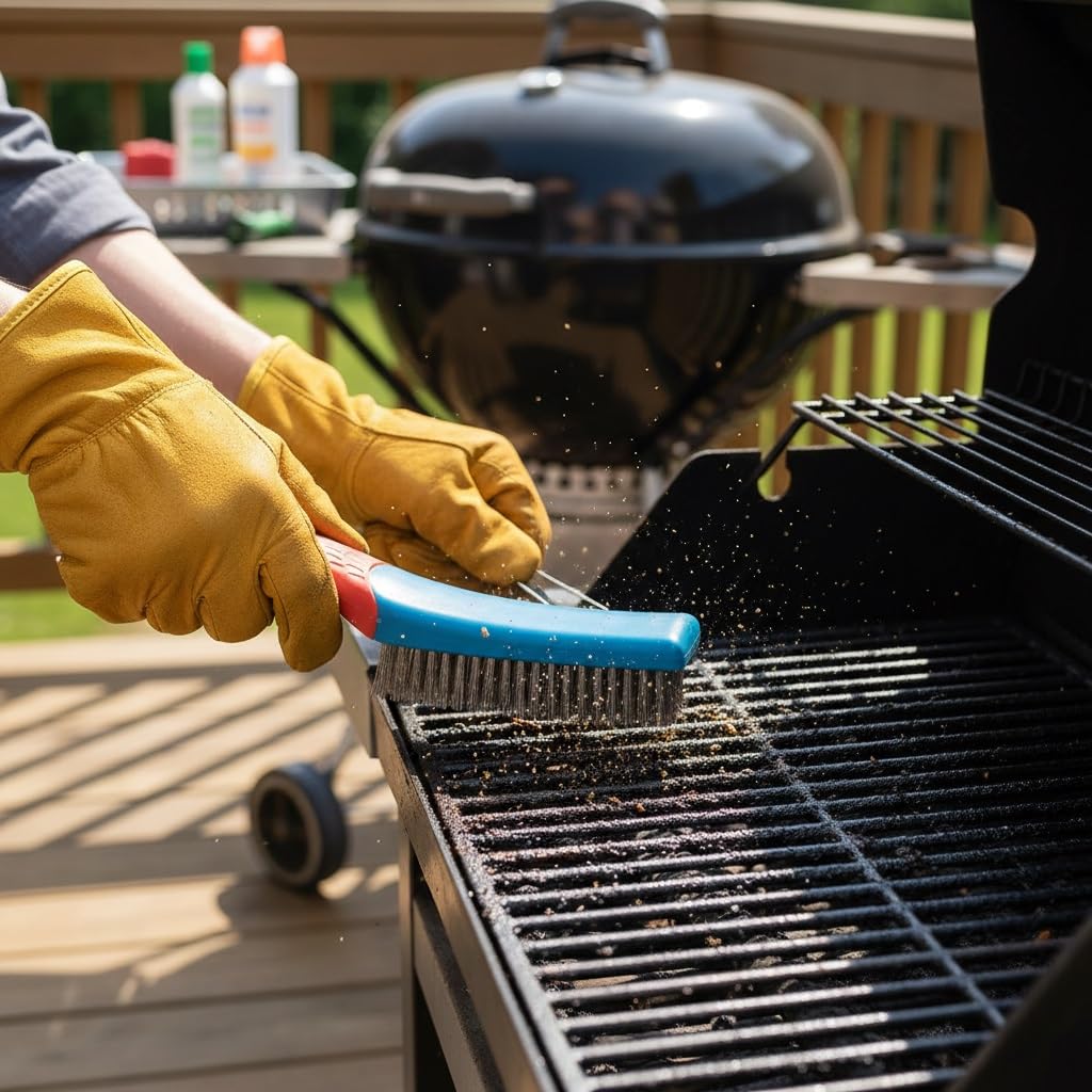 1PCS Wire Brush + 1PCS Nylon Brush + 4PCS Scrub Sponge Set, Heavy Duty Rust Remover and Cleaning Kit for Grill Grates, Tires, Bird Baths, Kitchen & Home, Non-Scratch Sponges for Dishes & Appliances