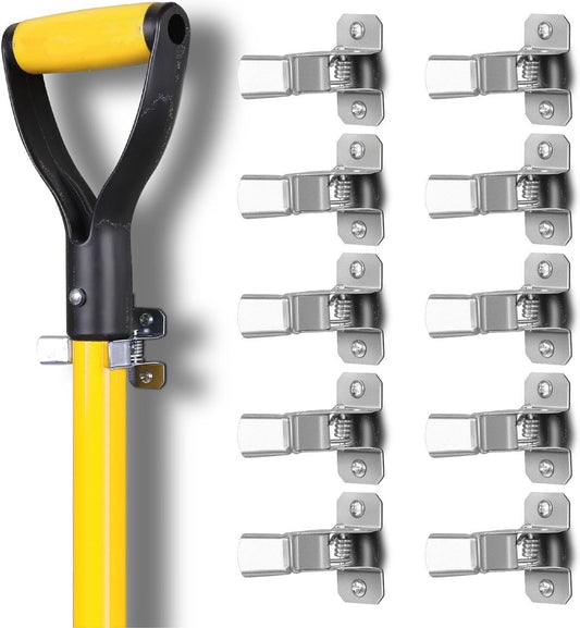 Wall-Mounted Garden Tool Holder with 10 Packs of Brooms and mops with 
