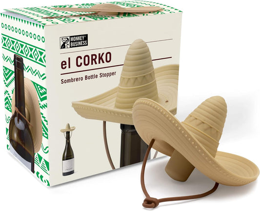 Silicone Wine Stopper/Fun Sombrero shaped cap seals bottle and keeps w