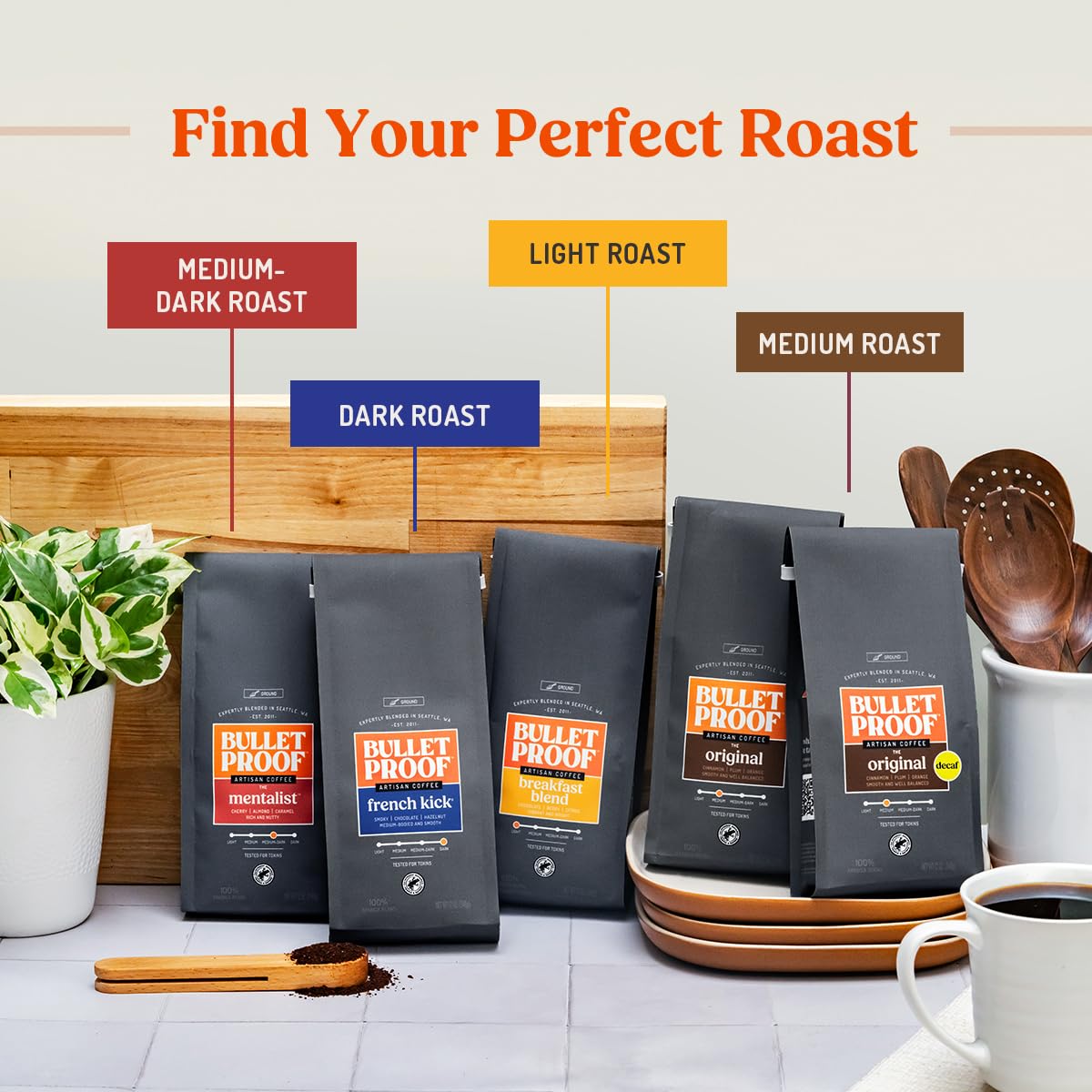 Bulletproof Original Medium Roast Whole Bean Coffee, 12 Ounces, Clean 