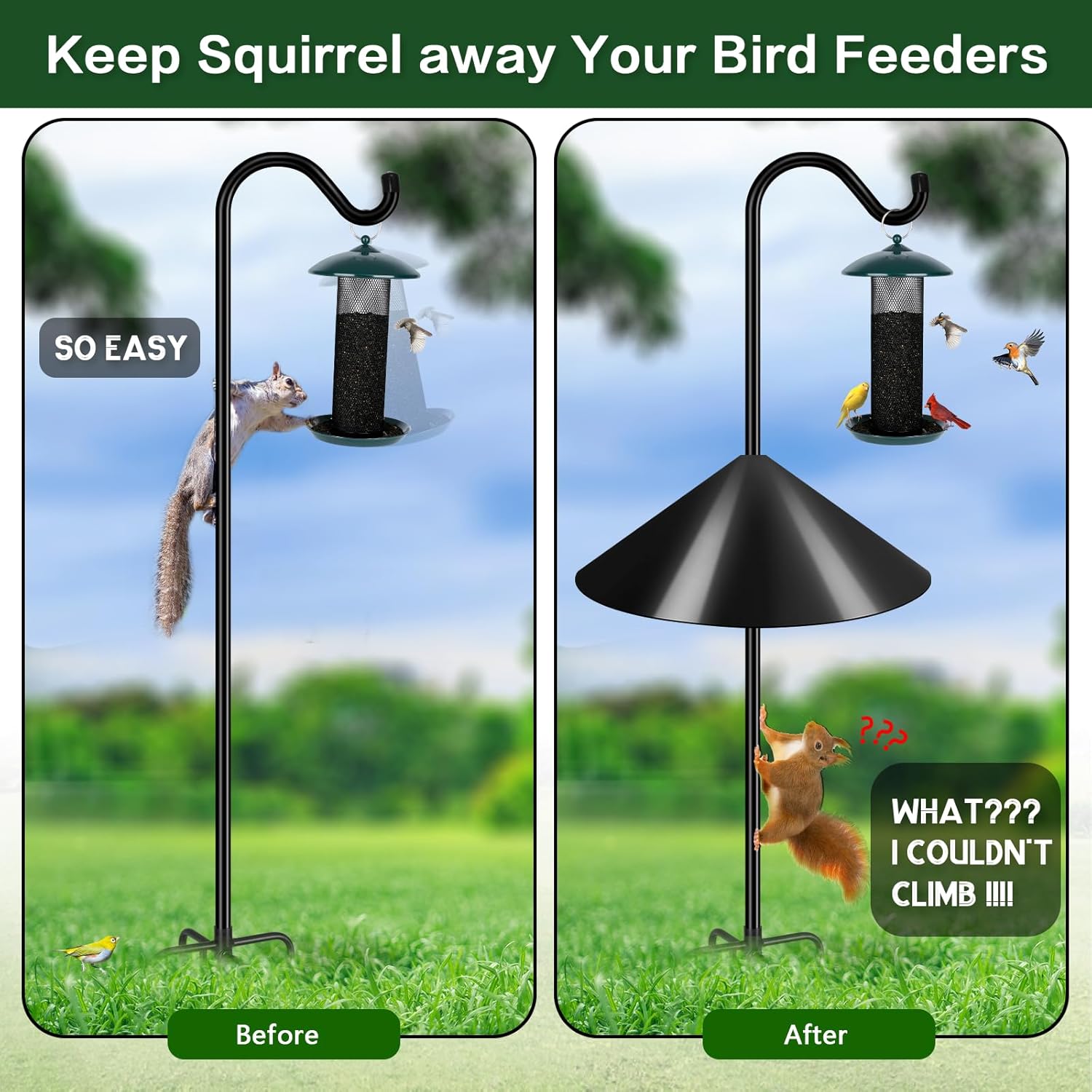 Gtongoko 19 Inch Squirrel Baffle for Bird Feeder Pole Squirrel Guards 