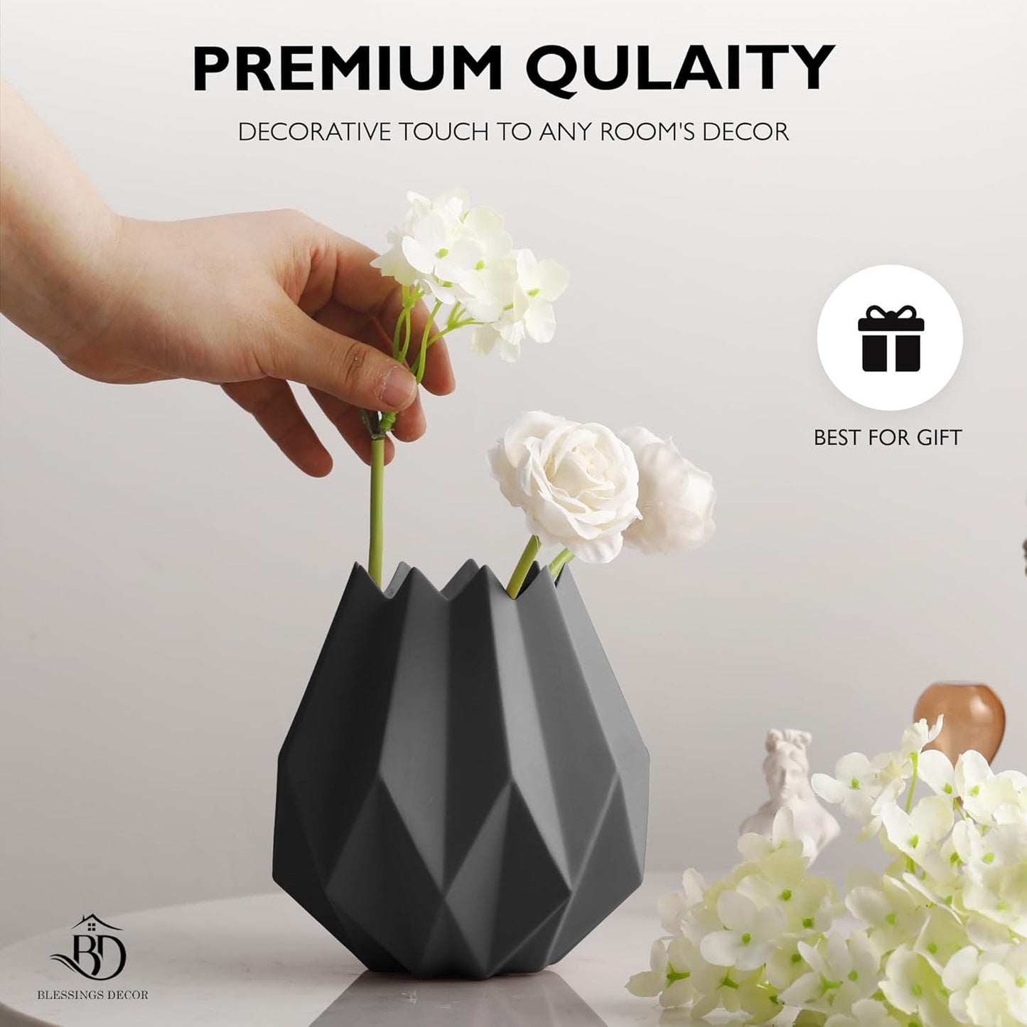 Ceramic Flower Pots Indoor Plant Pots Small Flower Pots ceramic modern vase (Grey)