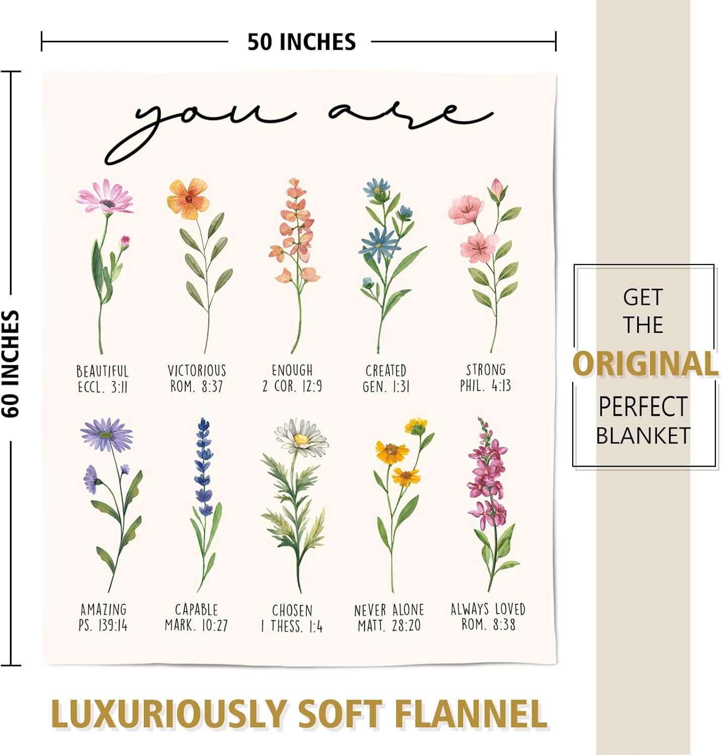 Afterprints Christian Gifts for Women, Christian Blanket with Flowers, Birthday Gifts for Women, Christmas, Inspirational, Religious Gifts for Sister, Friend, Daughter, Soft Throw Blankets 50'' x 60''