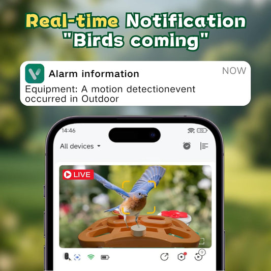 Smart Bird Feeder with Camera, 2.4GHz WiFi Watching Camera Bird Feeders for Outdoors Solar Powered, AI Identify 11,000 Birds Species, Instant Arrival Alerts, Auto Capture 2K HD Live Videos