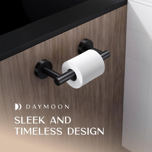 Day Moon™ - Toilet Paper Holder - Modern Roll Holder for Bathroom - 1 Pack - Wall Mount - Classic, Black