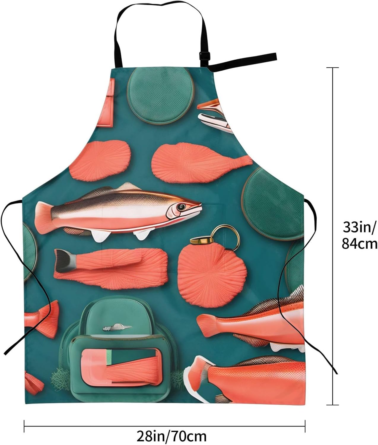 YANYU Salmon pattern Print 28x33 In Kitchen Apron Stylish Chef Apron with Pockets for Cooking Baking Painting