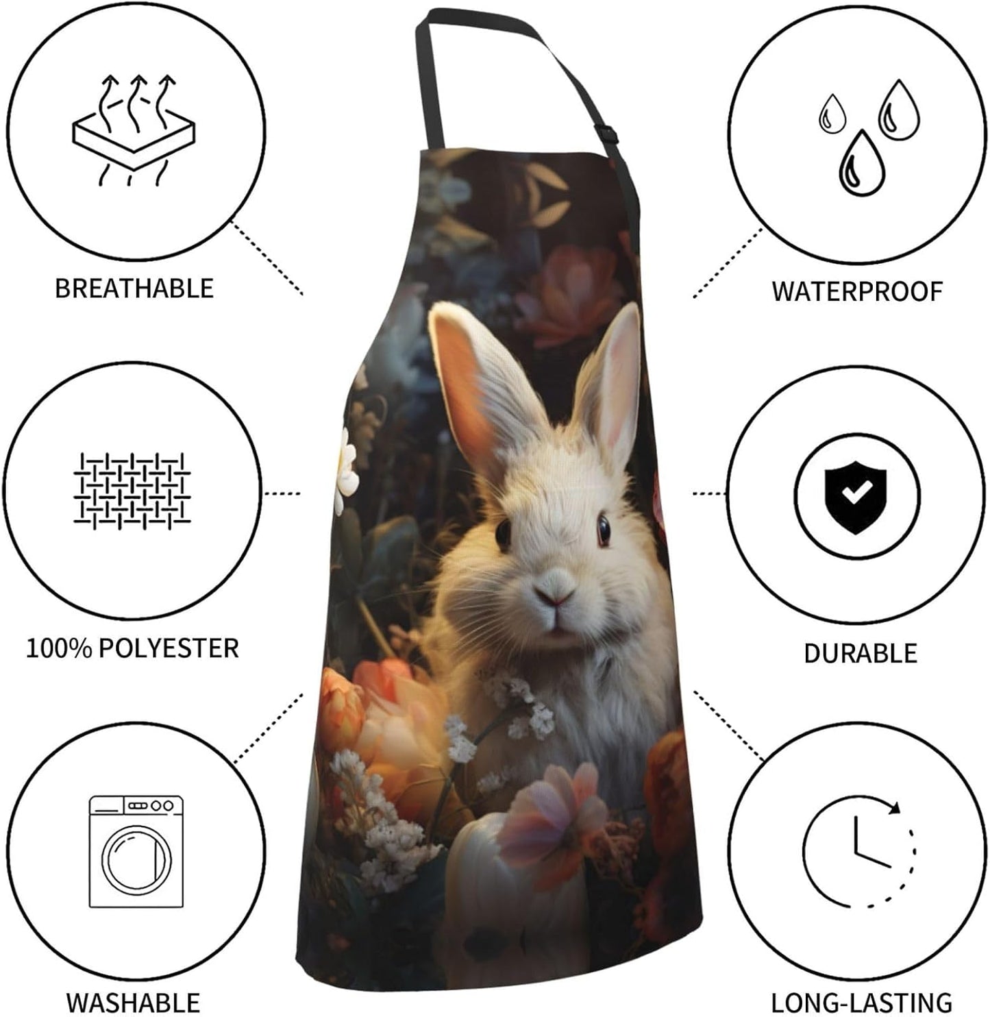 Floral Animal print Waterproof apron with pocket adjustable cooking apron for adult kitchen bibs to bake