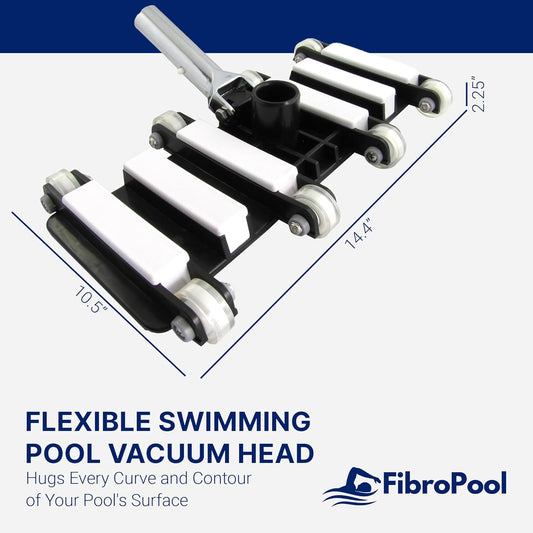 FibroPool Professional-Grade Flexible Pool Vacuum Head - Extra-Wide, W