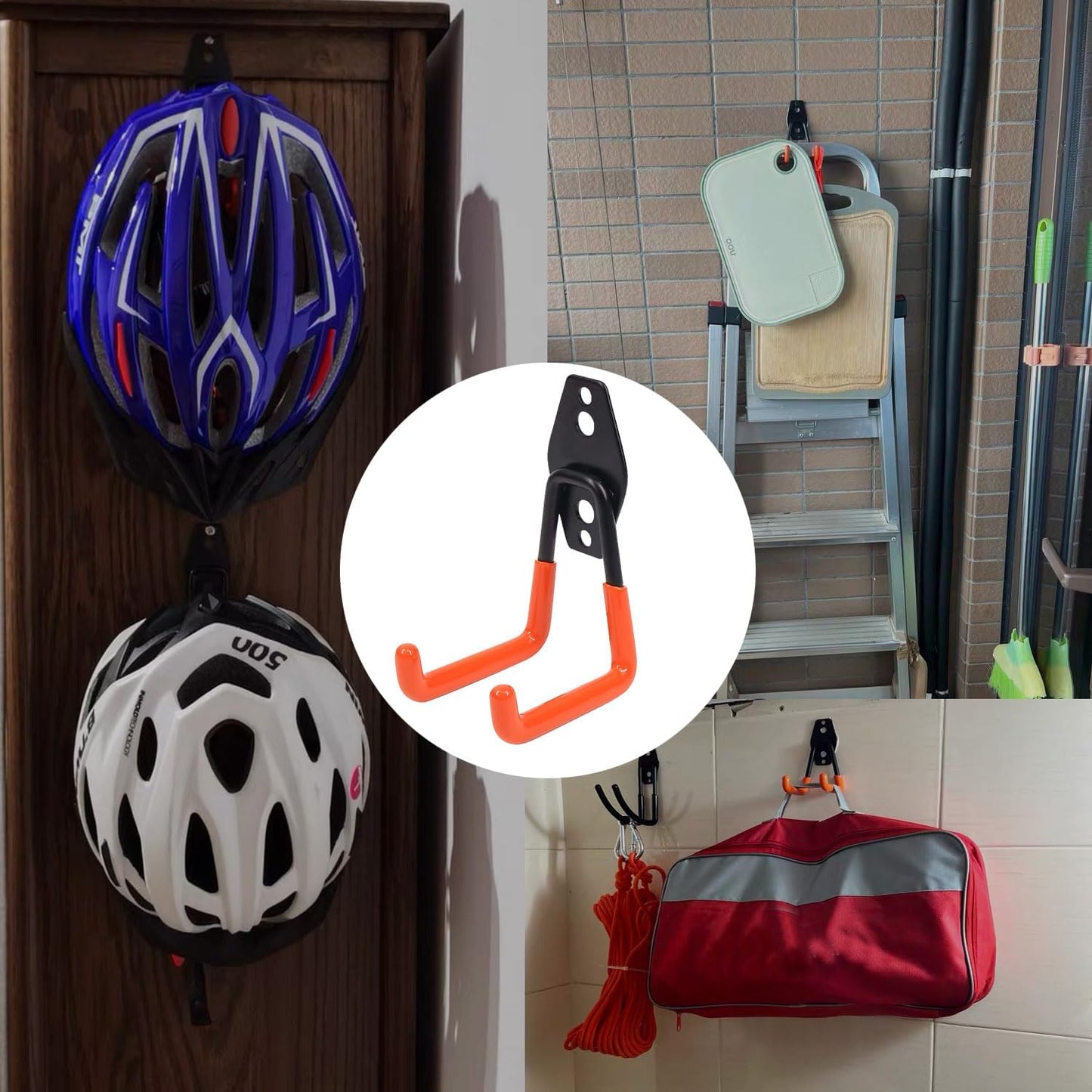 Heavy Duty Garage Storage Hooks, 4 Pack Utility Steel Garage Tool Organizer Wall Mount for Hanging Power and Garden Tools Ladders Hoses Bikes Ropes & Bulk Items