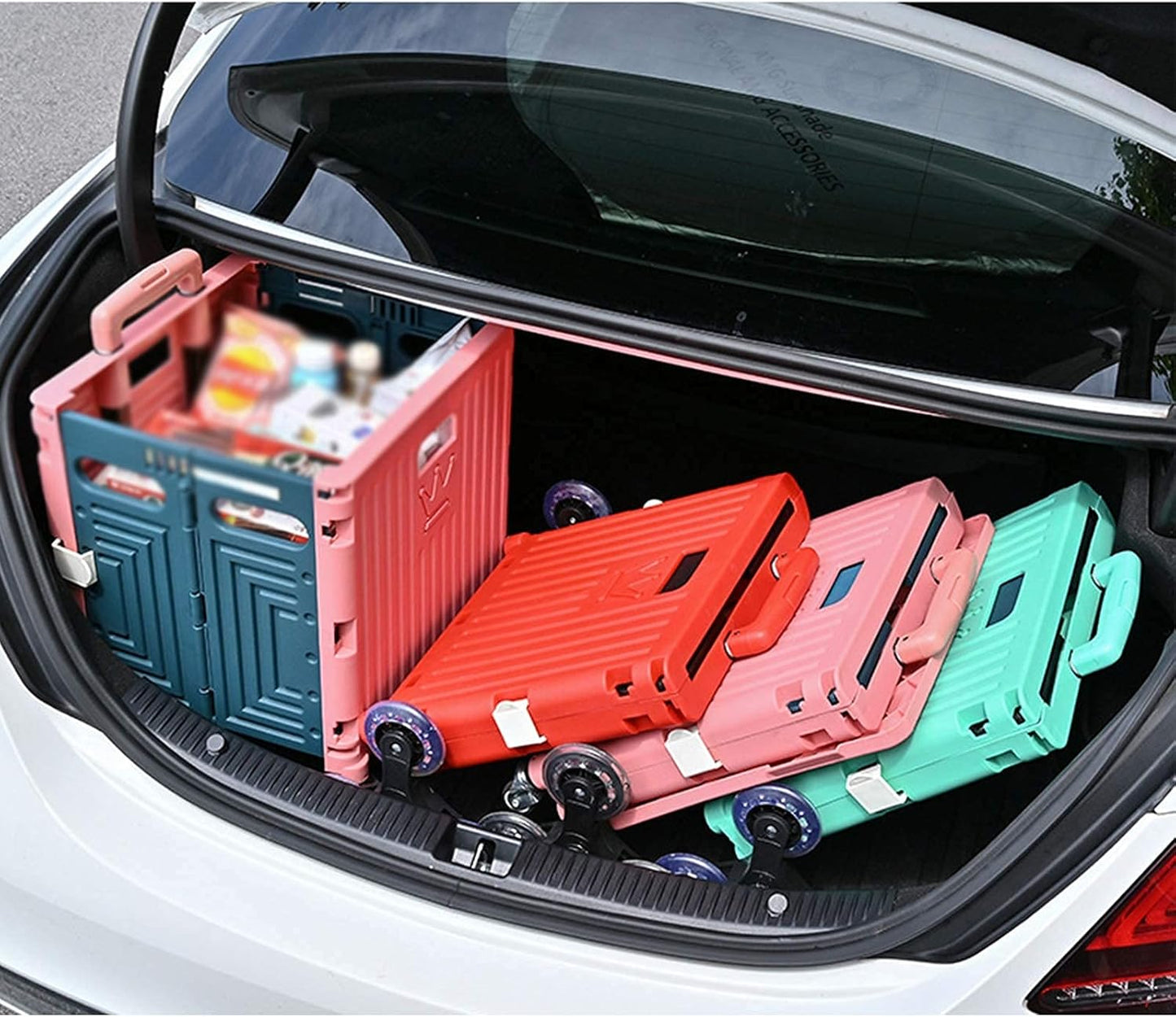 Folding Hand Truck Carts Wagons Cart Shopping Picnic Cart Camping Portable Trolley Climb Stairs Portable Folding Trolley (Color : Pink Size : One Szie) (Red One Szie) (Pink One Szie)