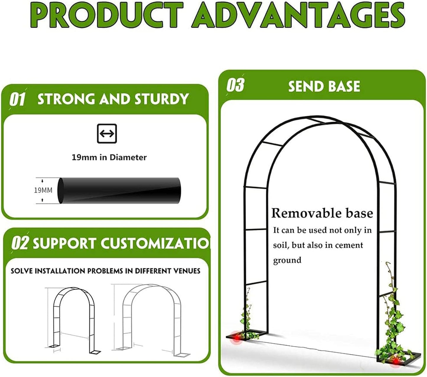 Garden Arch Pergola for Climbing Plants, Outdoor Wedding Decor, Bridal Party Decoration, Trellis Support for Roses, Backyard, Lawn, Patio, Courtyard - Elegant Arbour Des
