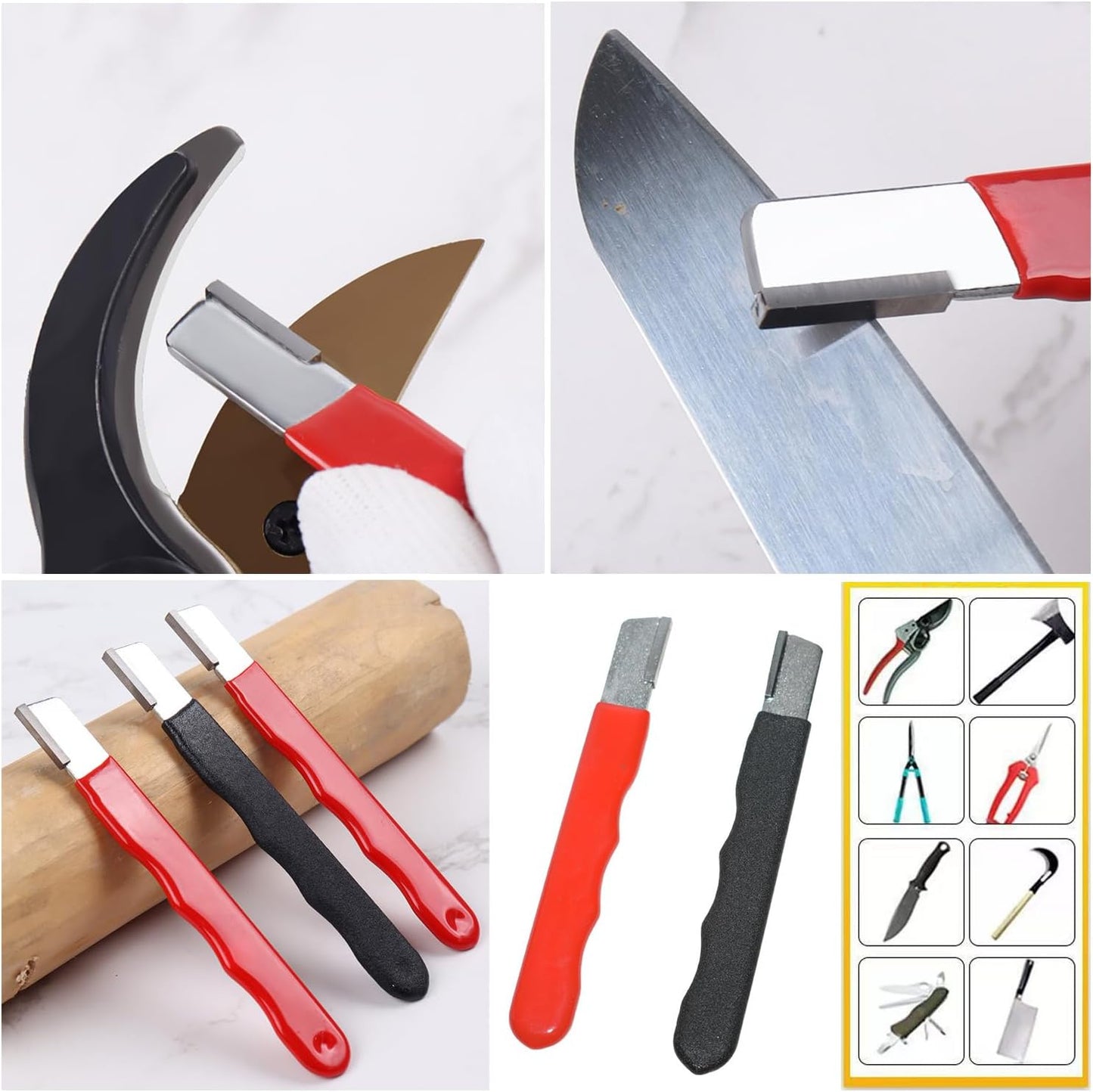 4 Pack Pruning Shears Blade Sharpener Mini Portable Quick Edge Sharpening Carbide Knife Sharpeners for Garden Tool Trimming Knives Cutter Scissor Axe Clipper Pruners Kitchen Garage Outdoor