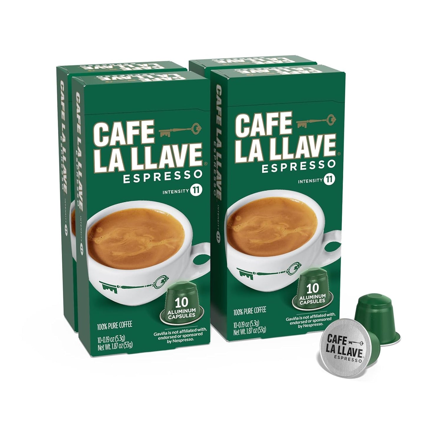 Cafe La Llave Latin Style Espresso Pods, Dark Roast, Compatible with N