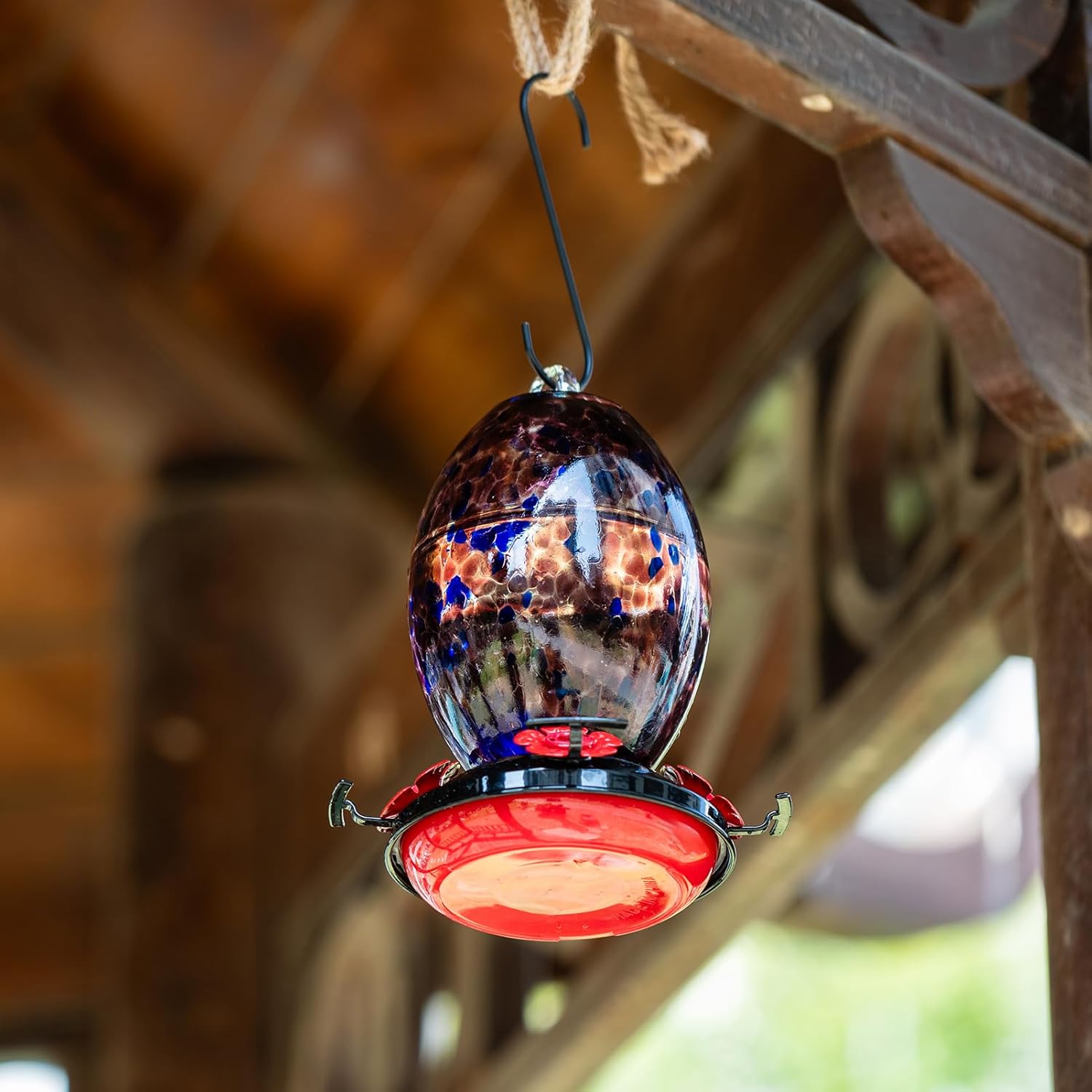 Muse Garden Glass Humming Bird Feeders for Outdoors - 27OZ Blown Glass