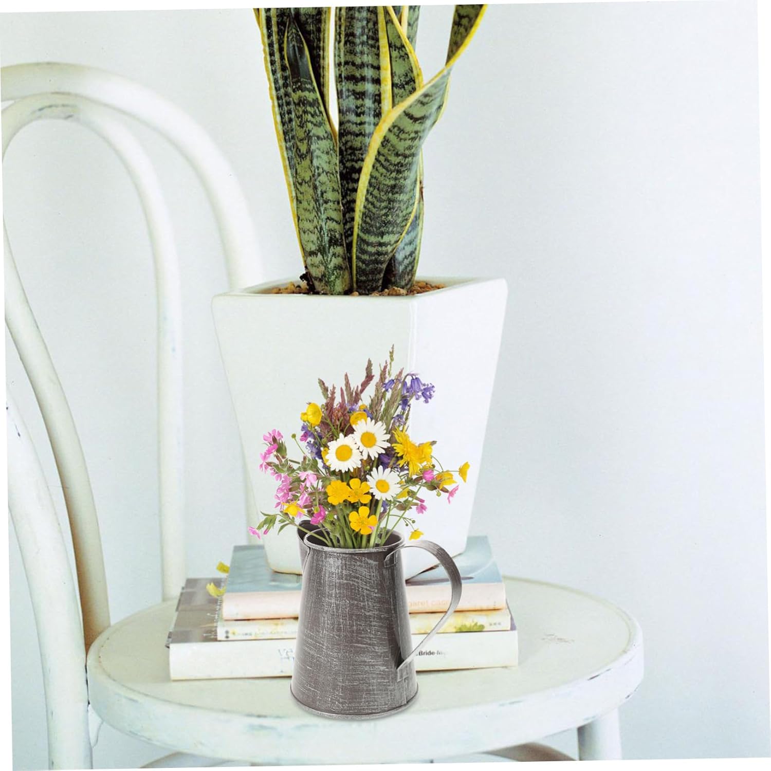 BESTOYARD Retro Iron Flower Pot Pitcher Flower Holder Home Decoration 