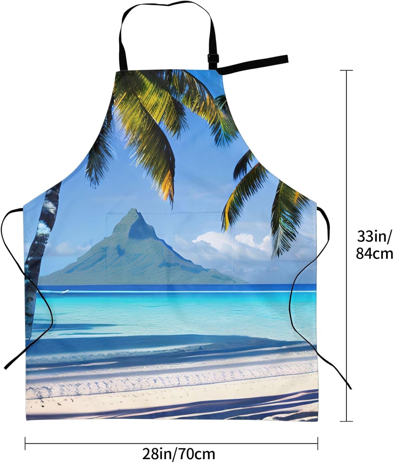 YANYU Tahiti Beaches Print 28x33 In Kitchen Apron Stylish Chef Apron with Pockets for Cooking Baking Painting