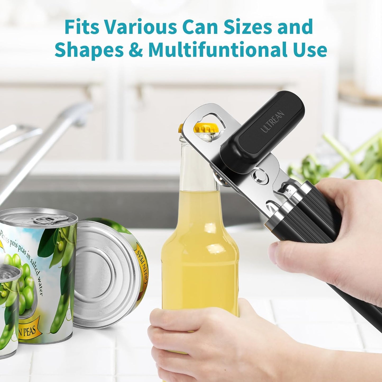 Ultrean Manual Can Opener Bottle Opener, Heavy Duty Stainless Steel Sm