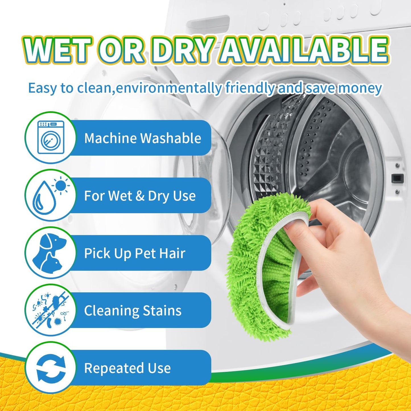 6Pcs Reusable Microfiber Mop Pads Compatible with Swiffer Sweeper, Wet
