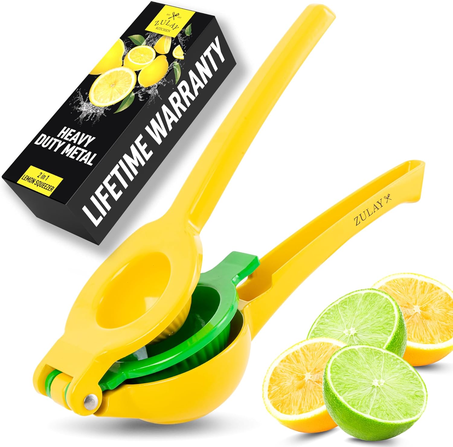 Zulay Kitchen Metal 2-in-1 Lemon Squeezer - Sturdy Max Extraction Hand