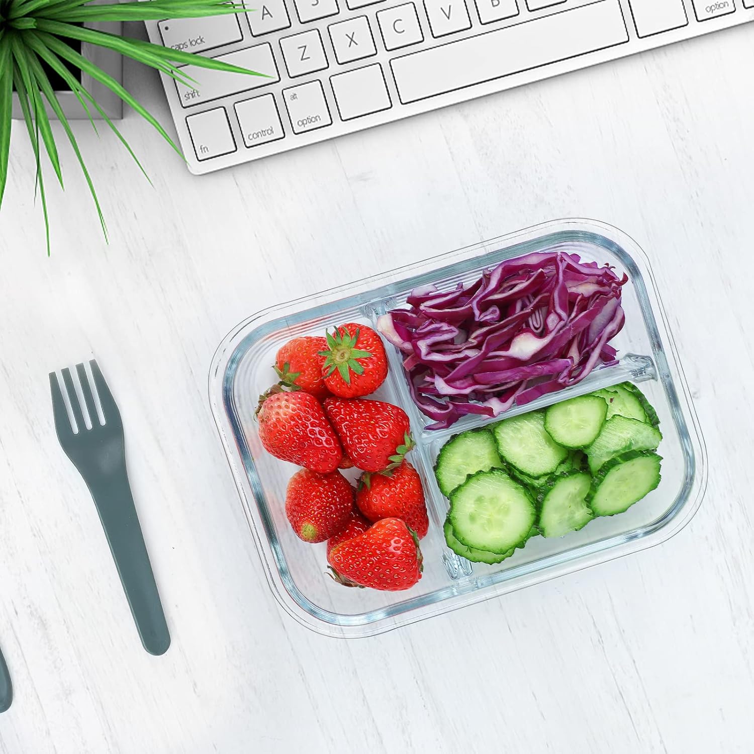 M MCIRCO [5-Pack, 36 oz] Glass Meal Prep Containers 3 Compartment with