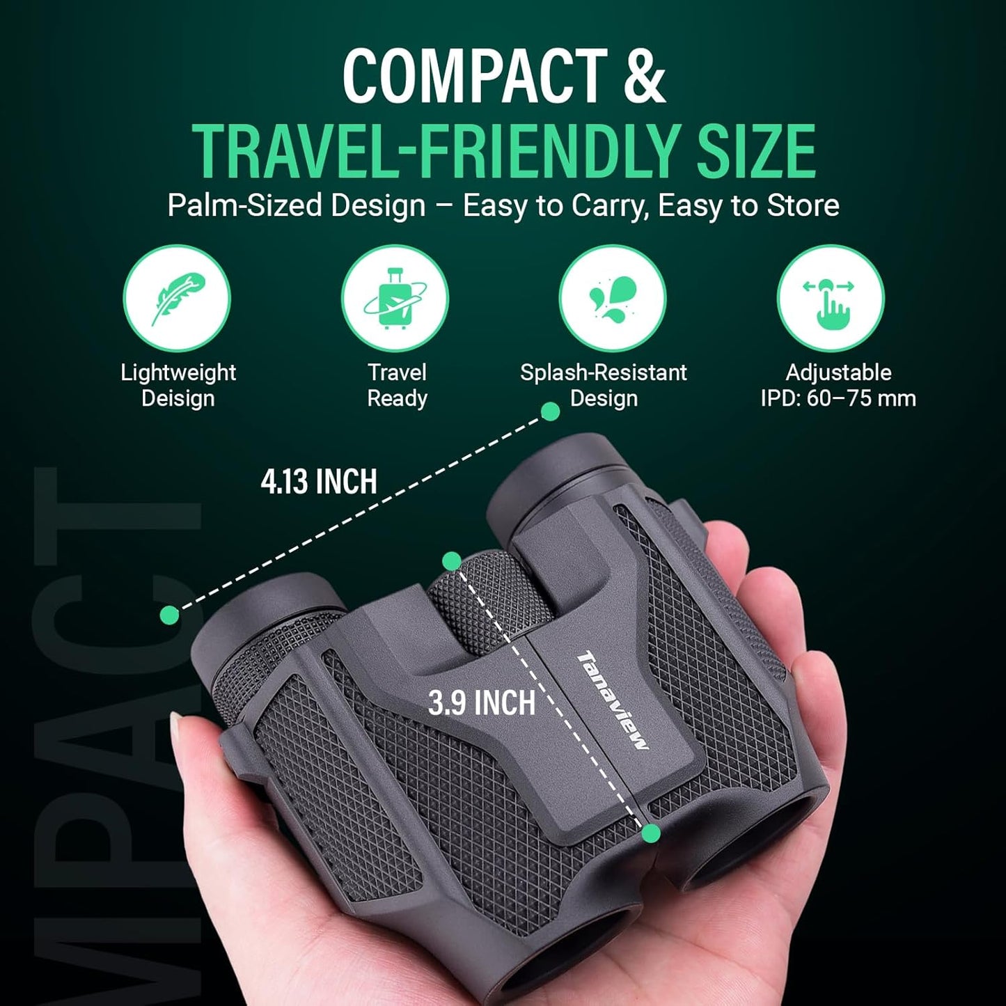 Binocular with Travel case,12x25 Compact Binocular for Adult, Kids - Long Distance View - Hunting, Waterproof Birdwatching, Camping, Sporting